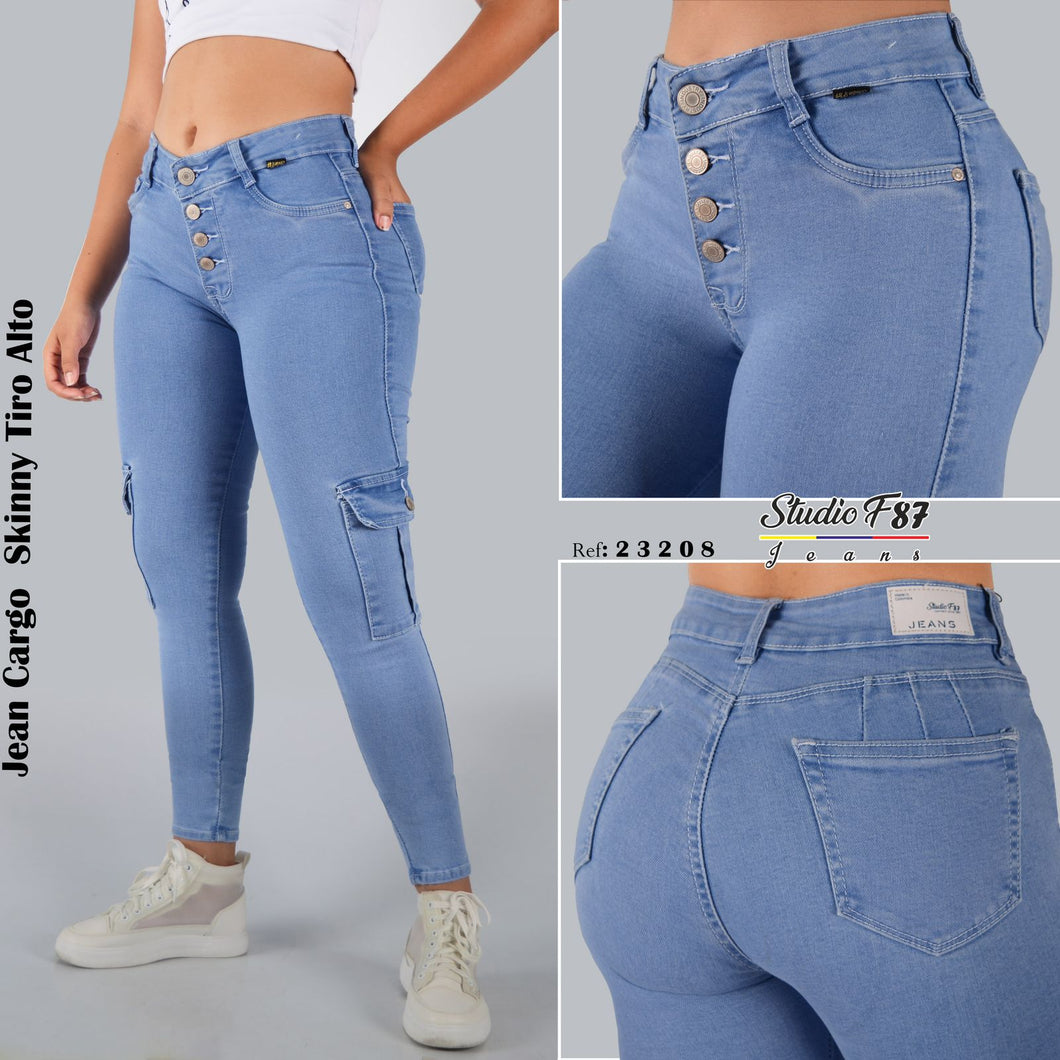 JEANS CARGO  SKINNY TIRO ALTO  23208