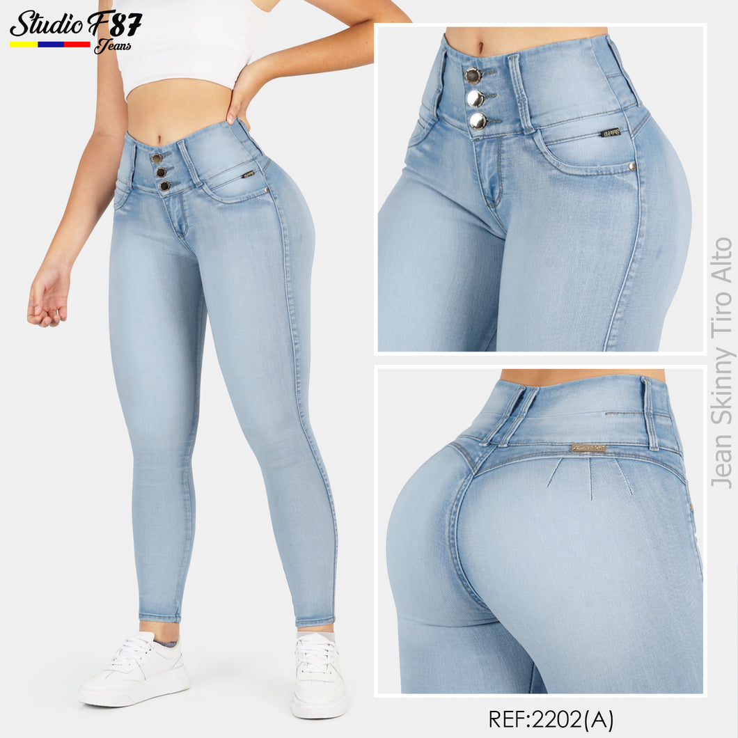 Pantalones de Mujer  Jeans Tiro Alto Sin Bolsas – Corte Skinny