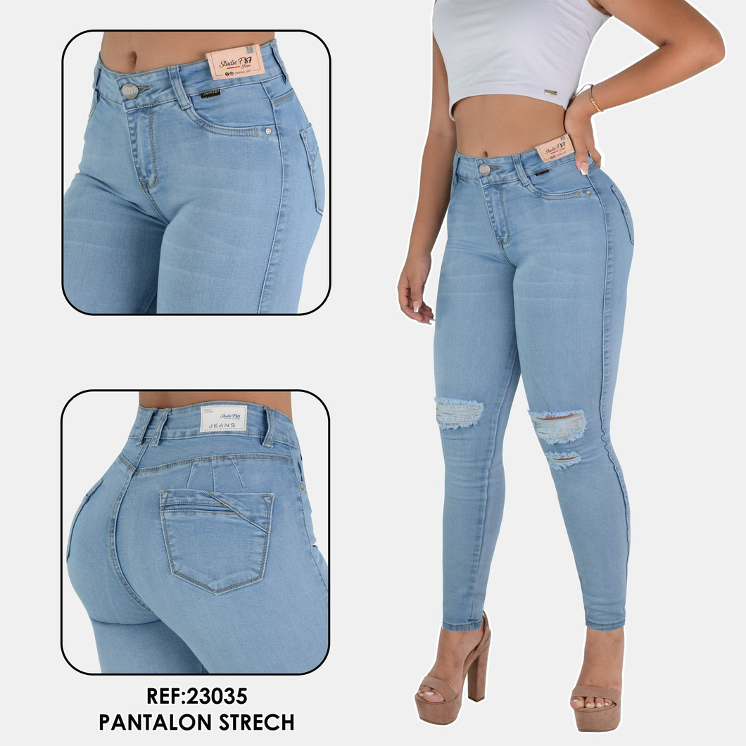 JEANS DE DAMA TIRO ALTO 23035